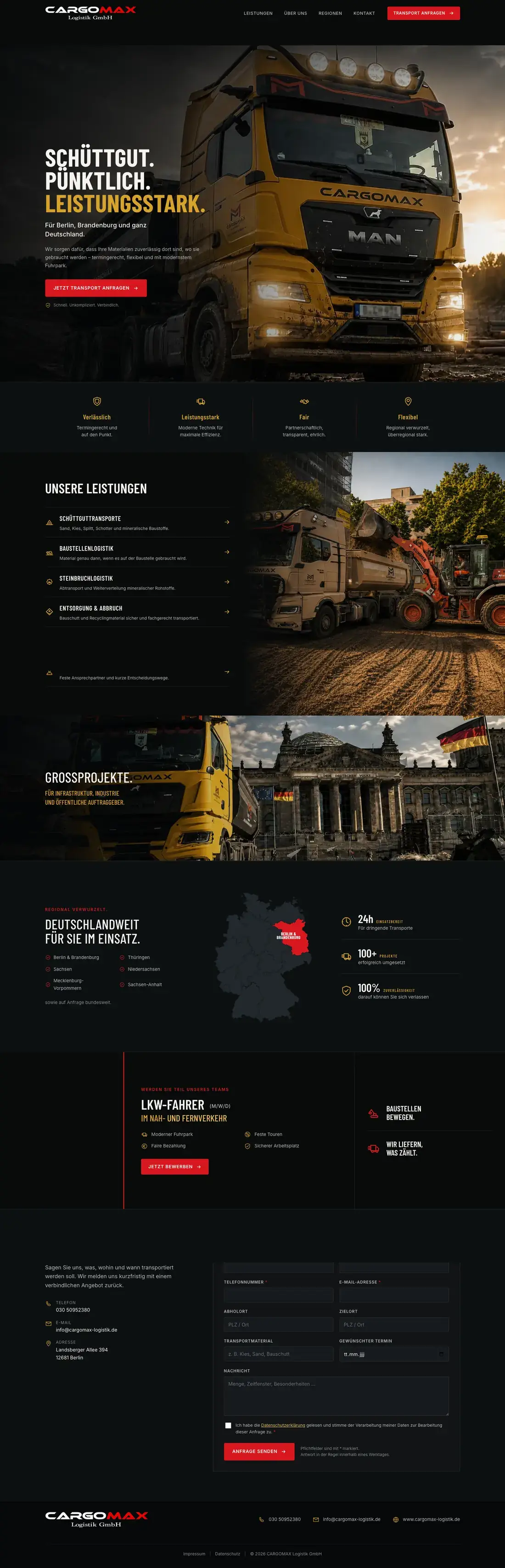 CARGOMAX Logistik GmbH – Schüttguttransporte und Baustellenlogistik